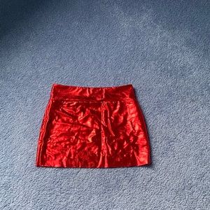 red metallic miniskirt